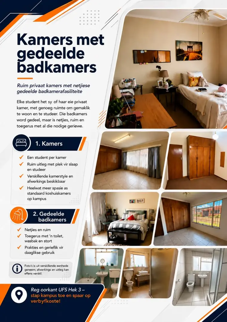 Kamers met gedeelde badkamers - Morlanahof Studente-akkommodasie, bladsy 5 van 11